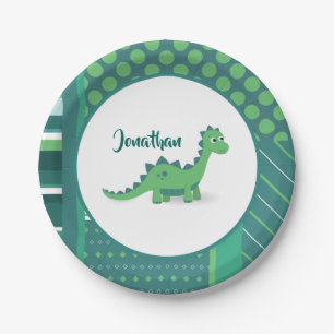 Dinosaur cartoon kids paper plate. plates