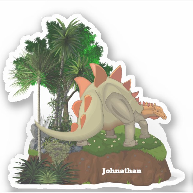 Dinosaur cartoon stegosaurus DIY name boys Sticker (Front)