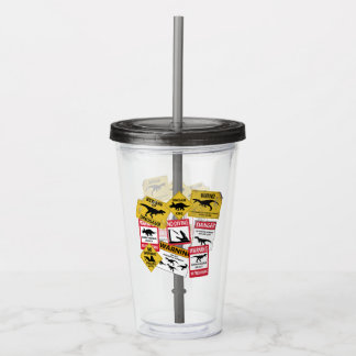 Dinosaur Caution Signs Acrylic Tumbler