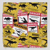 Dinosaur Caution Signs Bandana