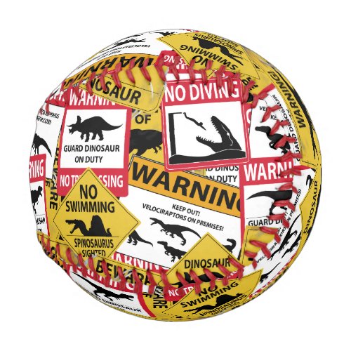 Dinosaur Caution Signs Baseball