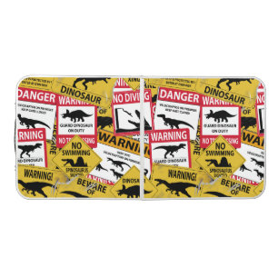 Dinosaur Caution Signs Beer Pong Table