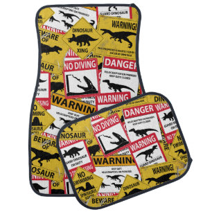 Dinosaur Caution Signs Car Mat