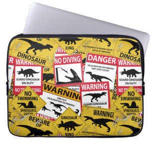 Dinosaur Caution Signs Laptop Sleeve