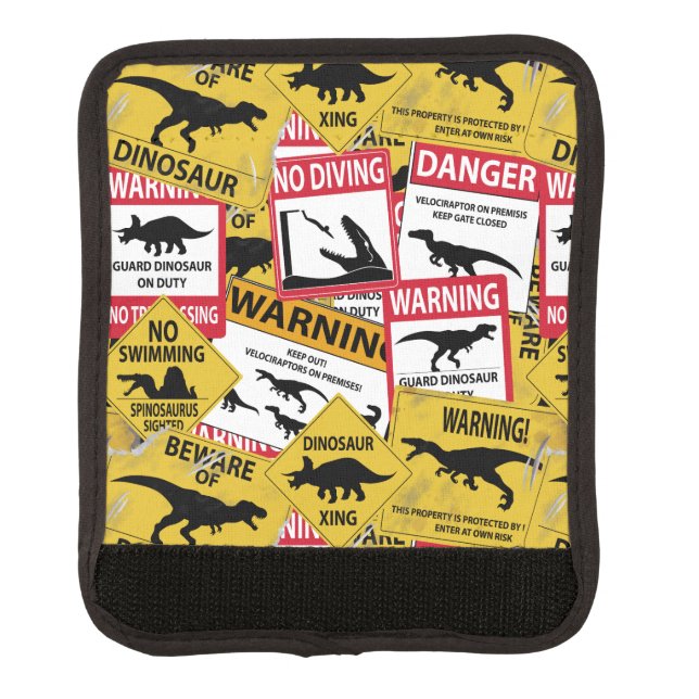 Dinosaur Caution Signs Luggage Handle Wrap (Front)