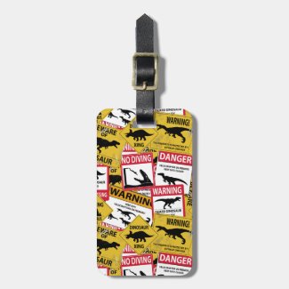 Dinosaur Caution Signs Luggage Tag
