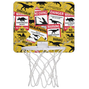 Dinosaur Caution Signs Mini Basketball Hoop