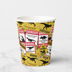 Dinosaur Caution Signs Paper Cup