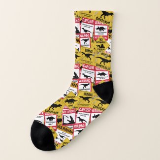 Dinosaur Caution Signs Socks