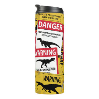 Dinosaur Caution Signs Thermal Tumbler