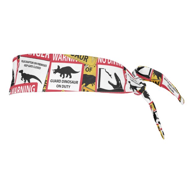 Dinosaur Caution Signs Tie Headband (Rotate 90)
