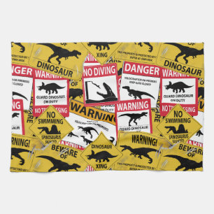 Dinosaur Caution Signs Towel
