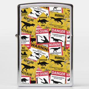 Dinosaur Caution Signs Zippo Lighter