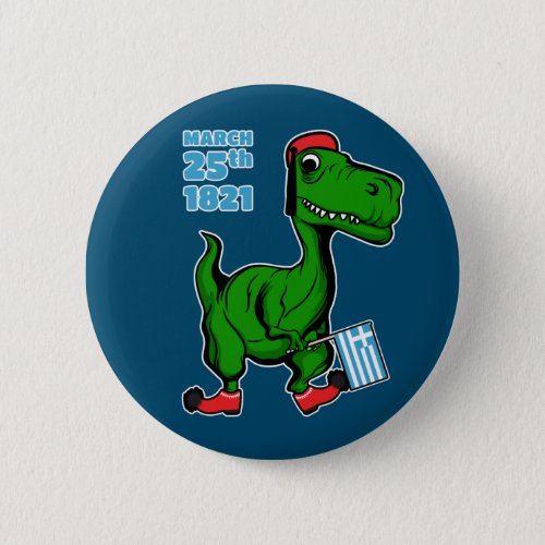 Dinosaur celebrating Greek Independence as Tsolias Button