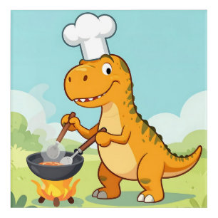 Dinosaur Chef Cooking Funny Acrylic Print