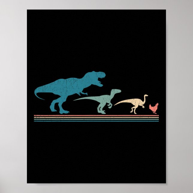 Dinosaur Chicken Evolution Funny Vintage Retro 70s Poster (Front)