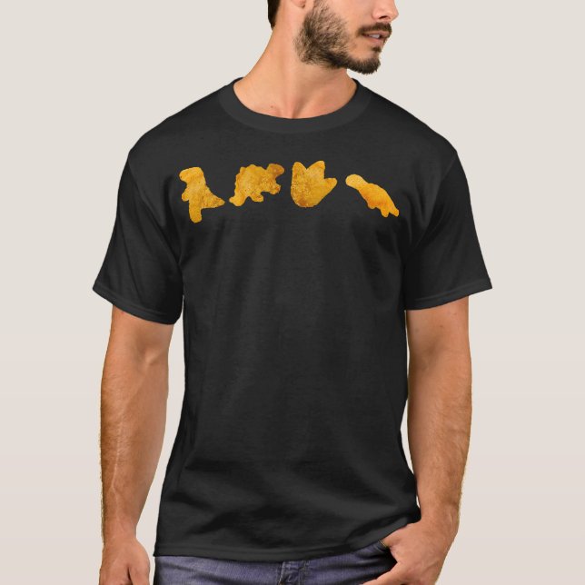 Dinosaur Chicken Nuggets T-rex Stegosaurus Dino Fu T-Shirt (Front)