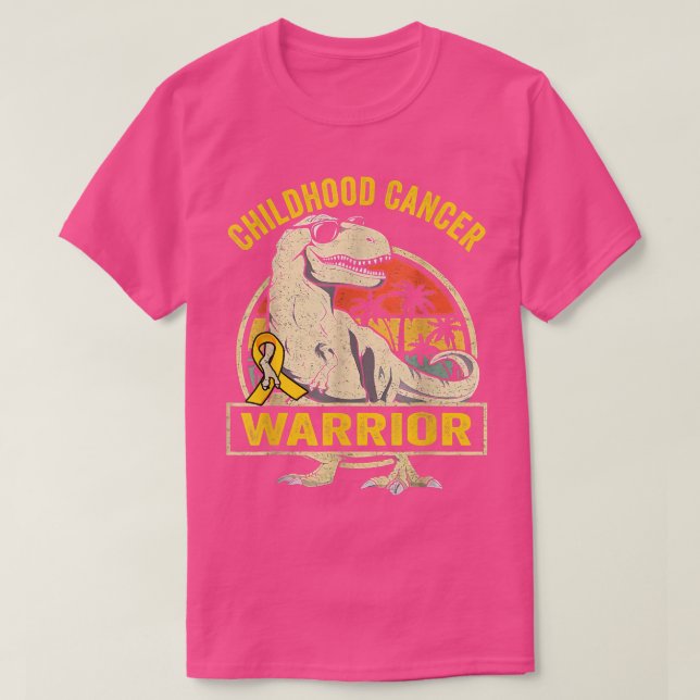 Dinosaur Childhood Cancer Warrior In September We  T-Shirt (Design Front)