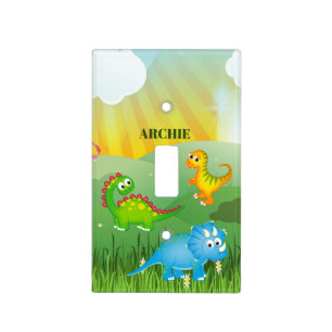 DInosaur Childrens Green Fields Sunshine Personal Light Switch Cover