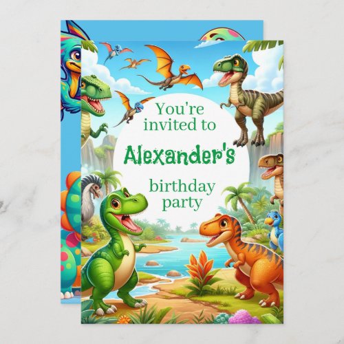 Dinosaur Childs Birthday Invitation