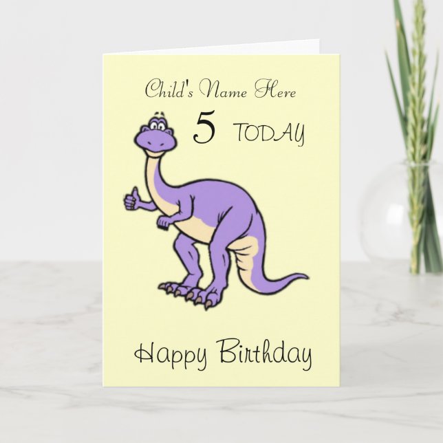 Dinosaur Child's Personalised Birthday Card (Front)