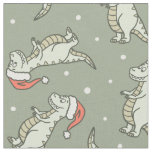 Dinosaur Christmas Boy Santa Claus Dino T-Rex Sage Fabric