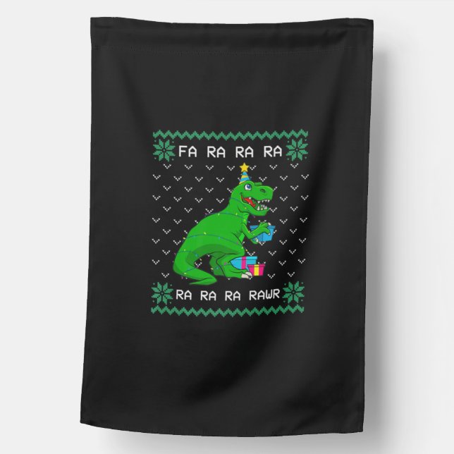 Dinosaur Christmas Fa Ra Ra Rawr   House Flag (Front)
