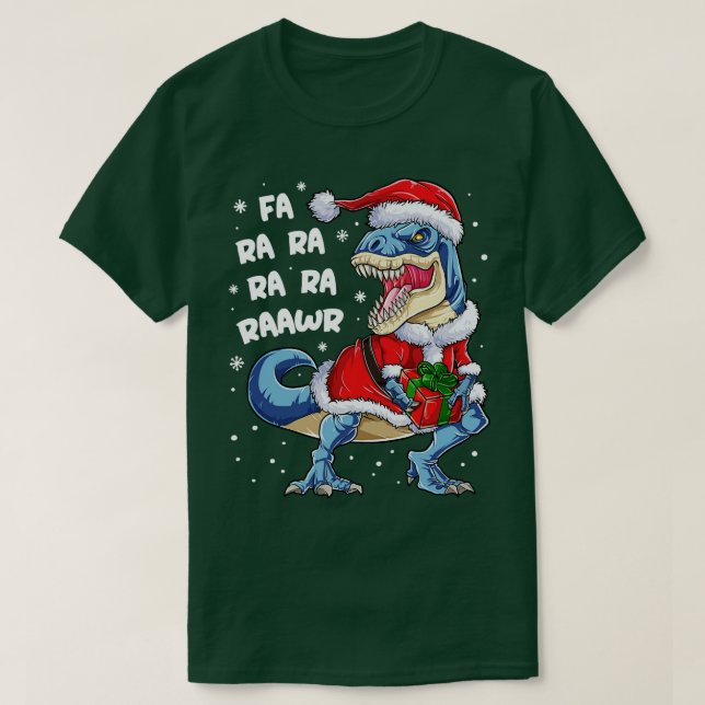 Dinosaur Christmas Fa Ra Ra Rawr T rex Santa Boys  T-Shirt (Design Front)