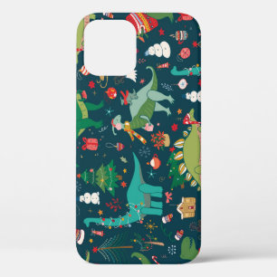 Dinosaur Christmas: Happy New Year iPhone 12 Case