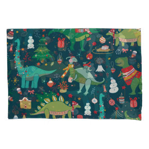 Dinosaur Christmas: Happy New Year Pillow Case
