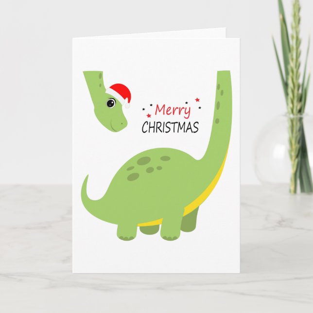 Dinosaur Christmas Kid Gift, Family Decoration Card (Front)