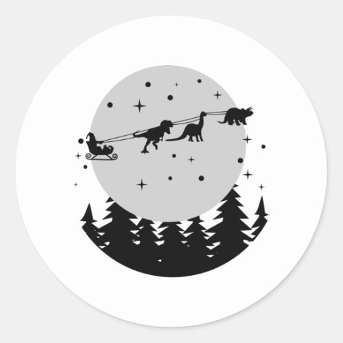 Dinosaur Christmas Kid Gift Family Decoration Classic Round Sticker