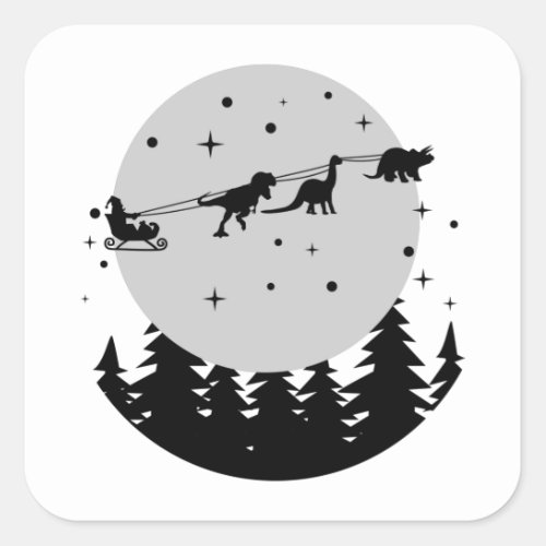 Dinosaur Christmas Kid Gift Family Decoration Square Sticker