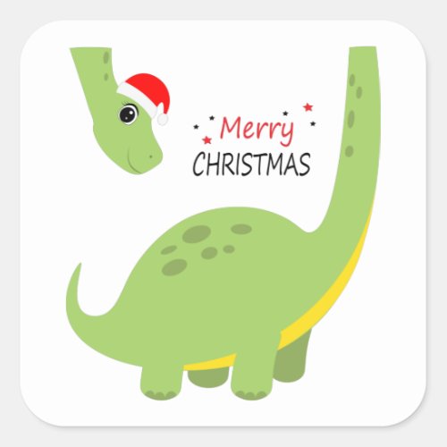 Dinosaur Christmas Kid Gift Family Decoration Square Sticker