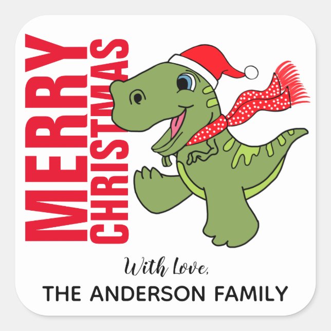 Dinosaur Christmas Label (Front)