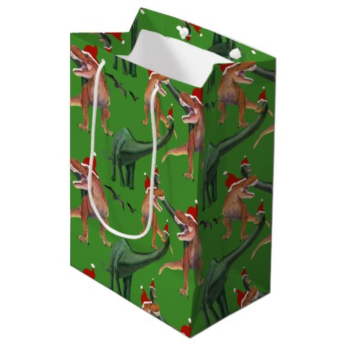 Dinosaur Christmas Medium Gift Bag