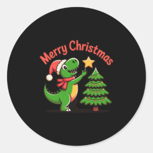 Dinosaur Christmas Merry Christmas T-rex Decoratin Classic Round Sticker