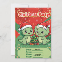 Dinosaur Christmas Party Invitation