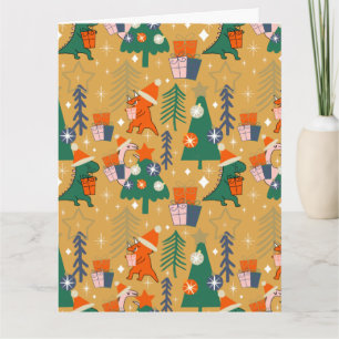 Dinosaur Christmas Party Yellow Card
