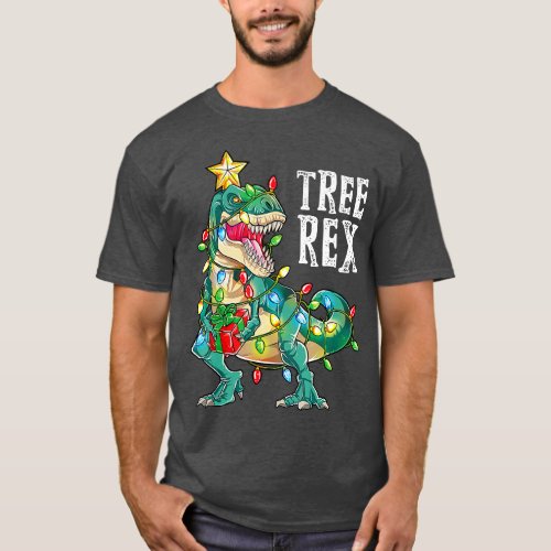 Dinosaur Christmas ree Rex Pajamas Men Boys Xmas L T_Shirt