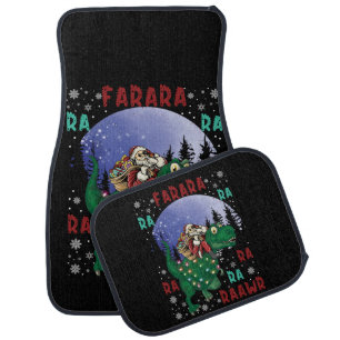 Dinosaur Christmas Santa Claus Car Floor Mat