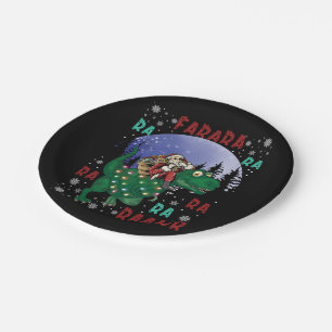 Dinosaur Christmas Santa Claus Paper Plates