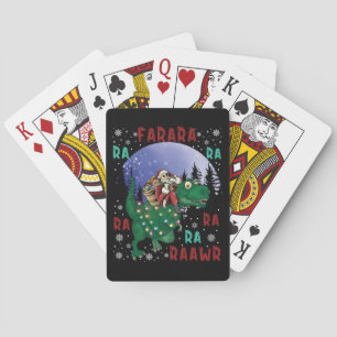 Dinosaur Christmas Santa Claus Poker Cards