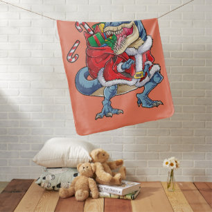 Dinosaur Christmas Santa Claus T rex Boys Men Baby Blanket