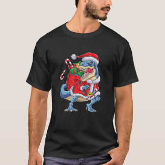 Dinosaur Christmas Santa Claus T Rex Boys Men Funn T-Shirt