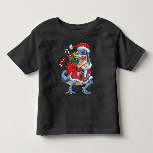 Dinosaur Christmas Santa Claus T rex Boys Men Toddler T-shirt
