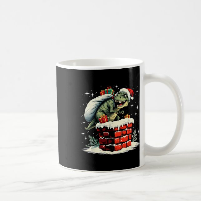 Dinosaur Christmas Santa Xmas  Coffee Mug (Right)