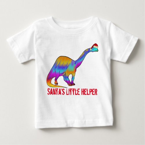Dinosaur Christmas Santas little helper quote Baby T_Shirt