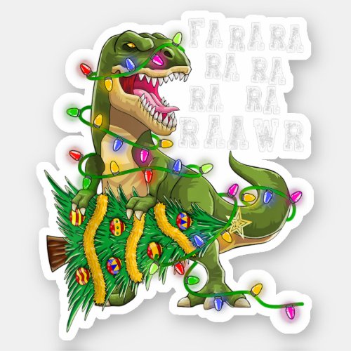 Dinosaur Christmas Shirt Fa Ra Rawr Tree Rex Boys  Sticker