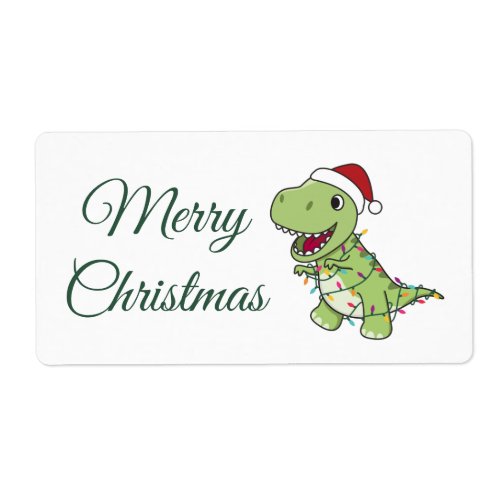 Dinosaur Christmas Snow Winter T_Rex Dino Adult Cl Label